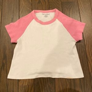 Brandy Melville pink and white crop top
